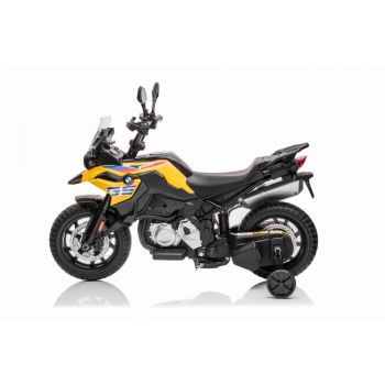 Motor BMW F850 GS na akumulator dla dzieci Żółty + Kółka pomocnicze + Audio LED + Wolny Start + EVA